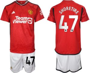 Manchester United Shola Shoretire #47 Thuis tenue Voetbalshirts 2023-24 Korte Mouw (+ Korte broeken)