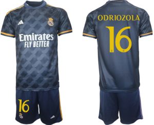 Real Madrid Alvaro Odriozola #16 Uit tenue Voetbalshirts 2023-24 Korte Mouw (+ Korte broeken)
