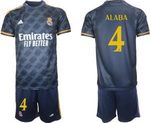 Real Madrid David Alaba #4 Uit tenue Voetbalshirts 2023-24 Korte Mouw (+ Korte broeken)