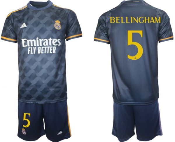 Real Madrid Jude Bellingham #5 Uit tenue Voetbalshirts 2023-24 Korte Mouw (+ Korte broeken)
