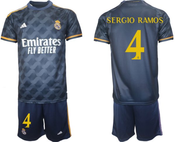 Real Madrid Sergio Ramos #4 Uit tenue Voetbalshirts 2023-24 Korte Mouw (+ Korte broeken)