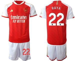Arsenal David Raya #22 Thuis tenue Voetbalshirts 2023-24 Korte Mouw (+ Korte broeken)