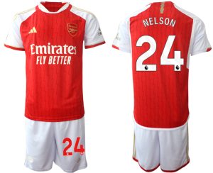 Arsenal Reiss Nelson #24 Thuis tenue Voetbalshirts 2023-24 Korte Mouw (+ Korte broeken)