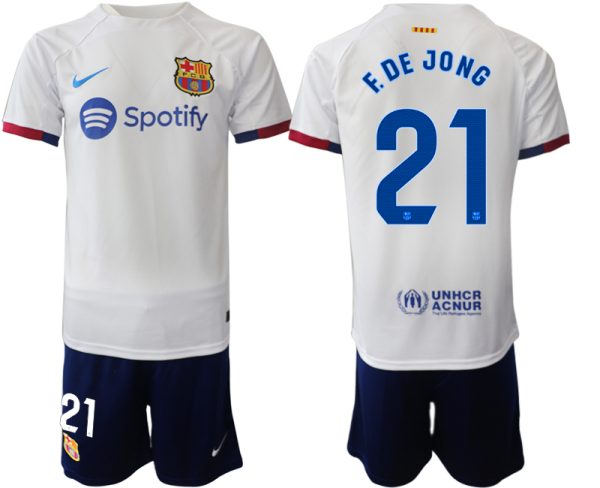 Barcelona Frenkie de Jong #21 Uit tenue 2023-24 Korte Mouw (+ Korte broeken)