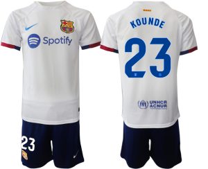 Barcelona Jules Kounde #23 Uit tenue 2023-24 Korte Mouw (+ Korte broeken)