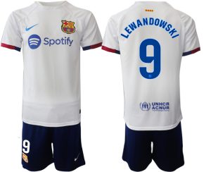 Barcelona Robert Lewandowski #9 Uit tenue 2023-24 Korte Mouw (+ Korte broeken)