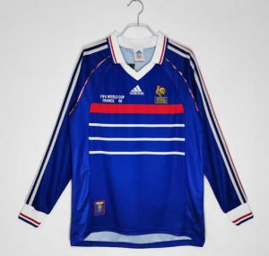 Frankrijk WK 1998 Thuis tenue Lange Mouwen Retro Voetbalshirts