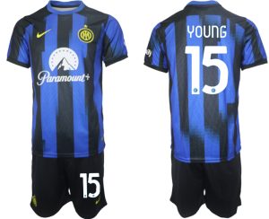 Inter Milan Ashley Young #15 Thuis tenue Voetbalshirts 2023-24 Korte Mouw (+ Korte broeken)