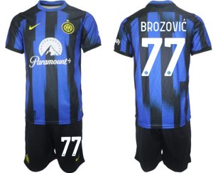 Inter Milan Marcelo Brozović #77 Thuis tenue Voetbalshirts 2023-24 Korte Mouw (+ Korte broeken)