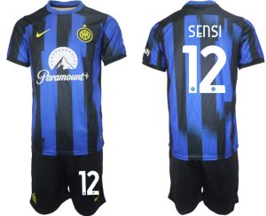 Inter Milan Stefano Sensi #12 Thuis tenue Voetbalshirts 2023-24 Korte Mouw (+ Korte broeken)