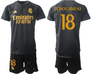 Real Madrid Aurelien Tchouameni #18 Derde tenue 2023-24 Mensen Korte Mouw (+ Korte broeken)