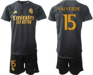 Real Madrid Federico Valverde #15 Derde tenue 2023-24 Mensen Korte Mouw (+ Korte broeken)