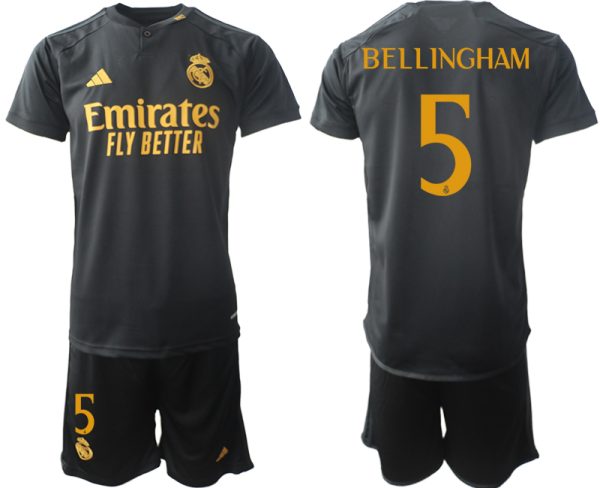 Real Madrid Jude Bellingham #5 Derde tenue 2023-24 Mensen Korte Mouw (+ Korte broeken)