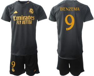 Real Madrid Karim Benzema #9 Derde tenue 2023-24 Mensen Korte Mouw (+ Korte broeken)