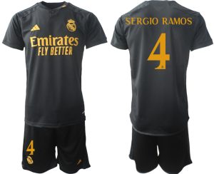 Real Madrid Sergio Ramos #4 Derde tenue 2023-24 Mensen Korte Mouw (+ Korte broeken)