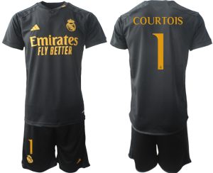 Real Madrid Thibaut Courtois #1 Derde tenue 2023-24 Mensen Korte Mouw (+ Korte broeken)