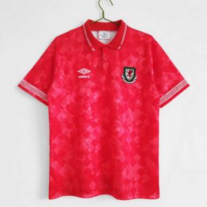 Wales 1990/92 Thuis tenue Korte Mouw Retro Voetbalshirts