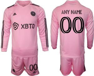 Inter Miami Any Name Thuis tenue Mensen 2023-24 Lange Mouwen (+ Korte broeken) Voetbalshirts