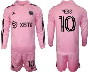 Inter Miami Lionel Messi #10 Thuis tenue Mensen 2023-24 Lange Mouwen (+ Korte broeken) Voetbalshirts