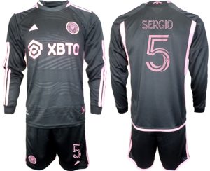 Inter Miami Sergio Busquets #5 Uit tenue Mensen 2023-24 Lange Mouwen (+ Korte broeken) Voetbalshirts