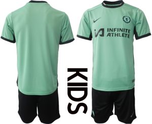 Kids Chelsea Derde tenue 2023-24 Korte Mouw (+ Korte broeken) Voetbalshirts
