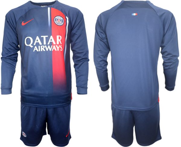 Paris Saint-Germain Thuis tenue Mensen 2023-24 Lange Mouwen (+ Korte broeken) Voetbalshirts