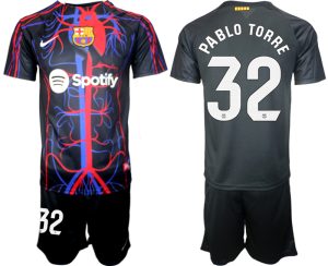 Patta x FC Barcelona Pablo Torre #32 Shirt 2023-24 Korte Mouw (+ Korte broeken)