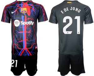 Patta x FC Barcelona Frenkie de Jong #21 Shirt 2023-24 Korte Mouw (+ Korte broeken)