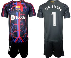 Patta x FC Barcelona Marc-Andre ter Stegen #1 Shirt 2023-24 Korte Mouw (+ Korte broeken)