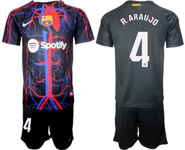 Patta x FC Barcelona Ronald Araujo #4 Shirt 2023-24 Korte Mouw (+ Korte broeken)