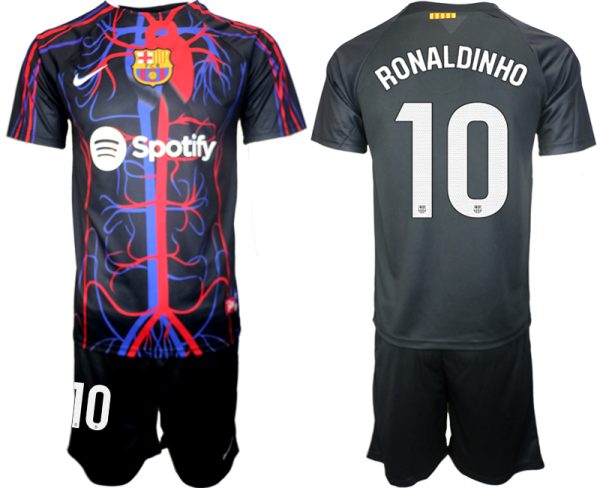 Patta x FC Barcelona Ronaldinho #10 Shirt 2023-24 Korte Mouw (+ Korte broeken)