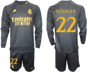 Real Madrid Antonio Rudiger #22 Derde tenue Mensen 2023-24 Lange Mouwen (+ Korte broeken) Voetbalshirts