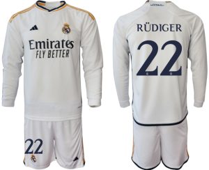Real Madrid Antonio Rudiger #22 Thuis tenue Mensen 2023-24 Lange Mouwen (+ Korte broeken) Voetbalshirts