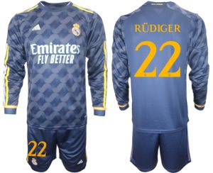 Real Madrid Antonio Rudiger #22 Uit tenue Mensen 2023-24 Lange Mouwen (+ Korte broeken) Voetbalshirts