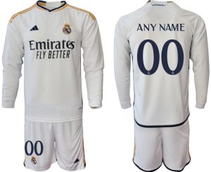 Real Madrid Any Name Thuis tenue Mensen 2023-24 Lange Mouwen (+ Korte broeken) Voetbalshirts