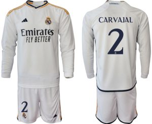 Real Madrid Daniel Carvajal #2 Thuis tenue Mensen 2023-24 Lange Mouwen (+ Korte broeken) Voetbalshirts