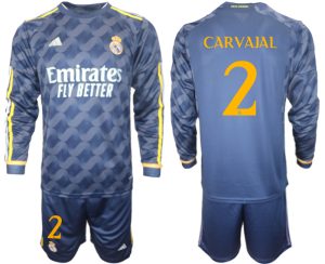 Real Madrid Daniel Carvajal #2 Uit tenue Mensen 2023-24 Lange Mouwen (+ Korte broeken) Voetbalshirts