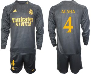 Real Madrid David Alaba #4 Derde tenue Mensen 2023-24 Lange Mouwen (+ Korte broeken) Voetbalshirts