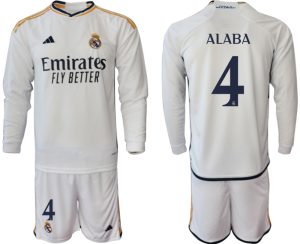 Real Madrid David Alaba #4 Thuis tenue Mensen 2023-24 Lange Mouwen (+ Korte broeken) Voetbalshirts