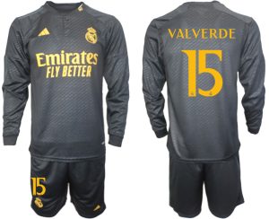 Real Madrid Federico Valverde #15 Derde tenue Mensen 2023-24 Lange Mouwen (+ Korte broeken) Voetbalshirts