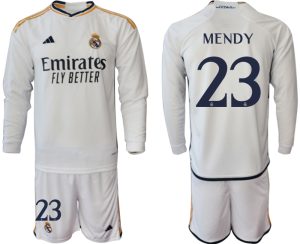 Real Madrid Ferland Mendy #23 Thuis tenue Mensen 2023-24 Lange Mouwen (+ Korte broeken) Voetbalshirts