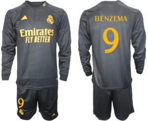 Real Madrid Karim Benzema #9 Derde tenue Mensen 2023-24 Lange Mouwen (+ Korte broeken) Voetbalshirts
