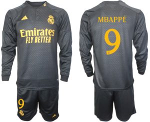 Real Madrid Kylian Mbappe #9 Derde tenue Mensen 2023-24 Lange Mouwen (+ Korte broeken) Voetbalshirts