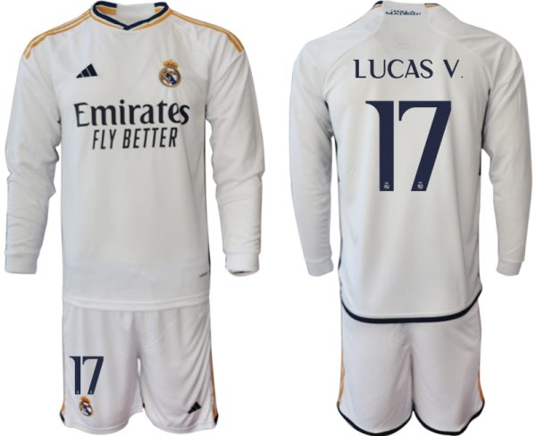Real Madrid Lucas Vazquez #17 Thuis tenue Mensen 2023-24 Lange Mouwen (+ Korte broeken) Voetbalshirts