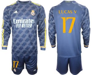 Real Madrid Lucas Vazquez #17 Uit tenue Mensen 2023-24 Lange Mouwen (+ Korte broeken) Voetbalshirts