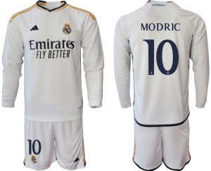 Real Madrid Luka Modric #10 Thuis tenue Mensen 2023-24 Lange Mouwen (+ Korte broeken) Voetbalshirts