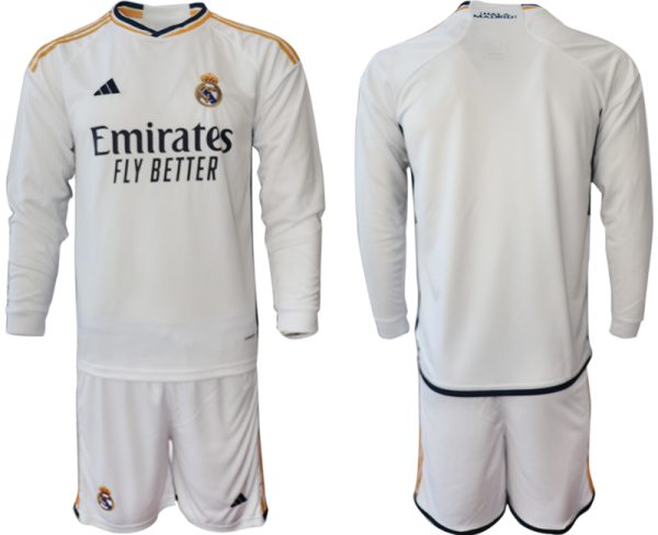 Real Madrid Thuis tenue Mensen 2023-24 Lange Mouwen (+ Korte broeken) Voetbalshirts