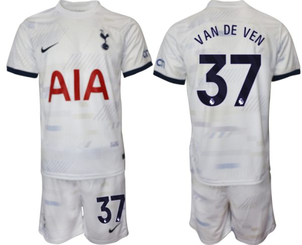 Tottenham Hotspur Micky van de Ven #37 Thuis tenue 2023-24 Mensen Korte Mouw (+ Korte broeken) Voetbalshirts