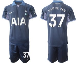 Tottenham Hotspur Micky van de Ven #37 Uit tenue 2023-24 Mensen Korte Mouw (+ Korte broeken) Voetbalshirts