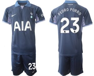 Tottenham Hotspur Pedro Porro #23 Uit tenue 2023-24 Mensen Korte Mouw (+ Korte broeken) Voetbalshirts